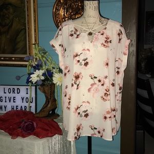 Rue + pink floral blouse
